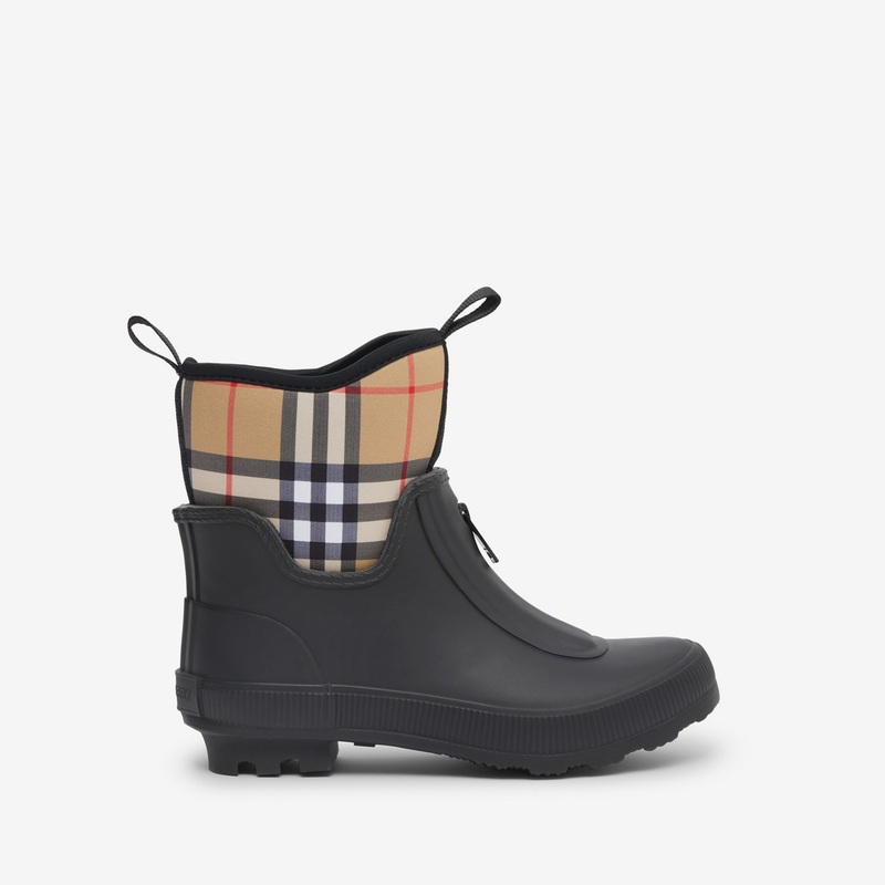 Vintage Check Neoprene and Rubber Rain Boots