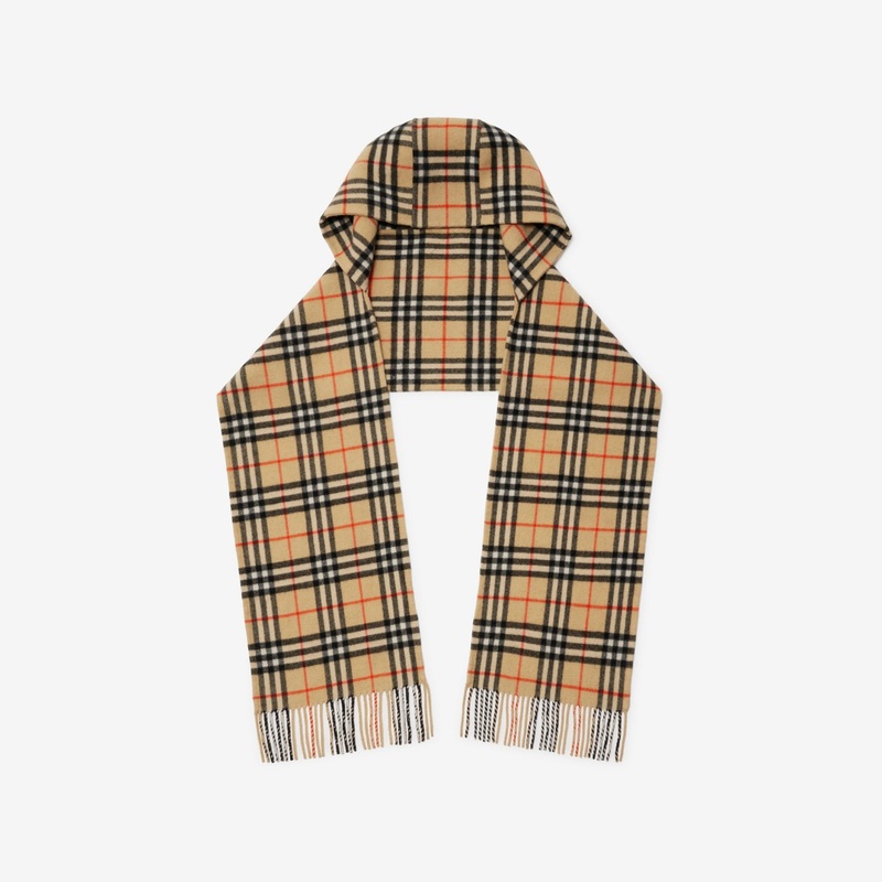 Check Cashmere Hooded Scarf