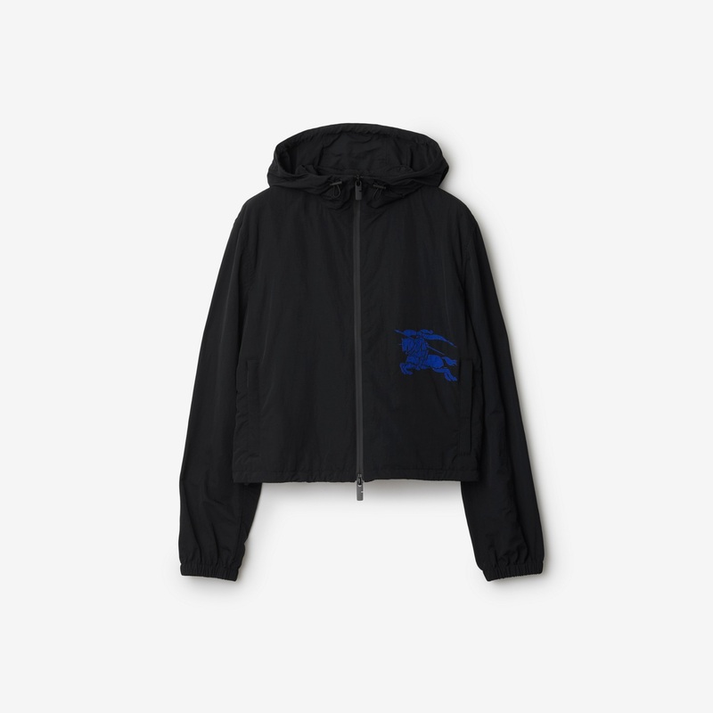 Cropped Nylon Hooded Jacket