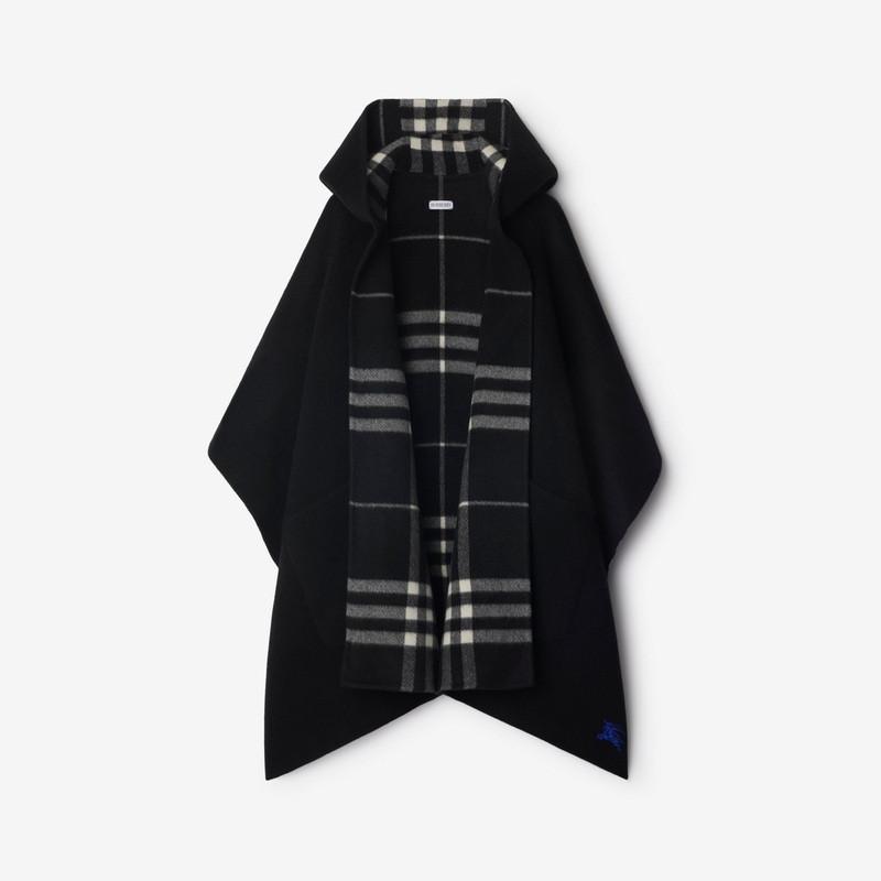 Reversible Check Cashmere Cape