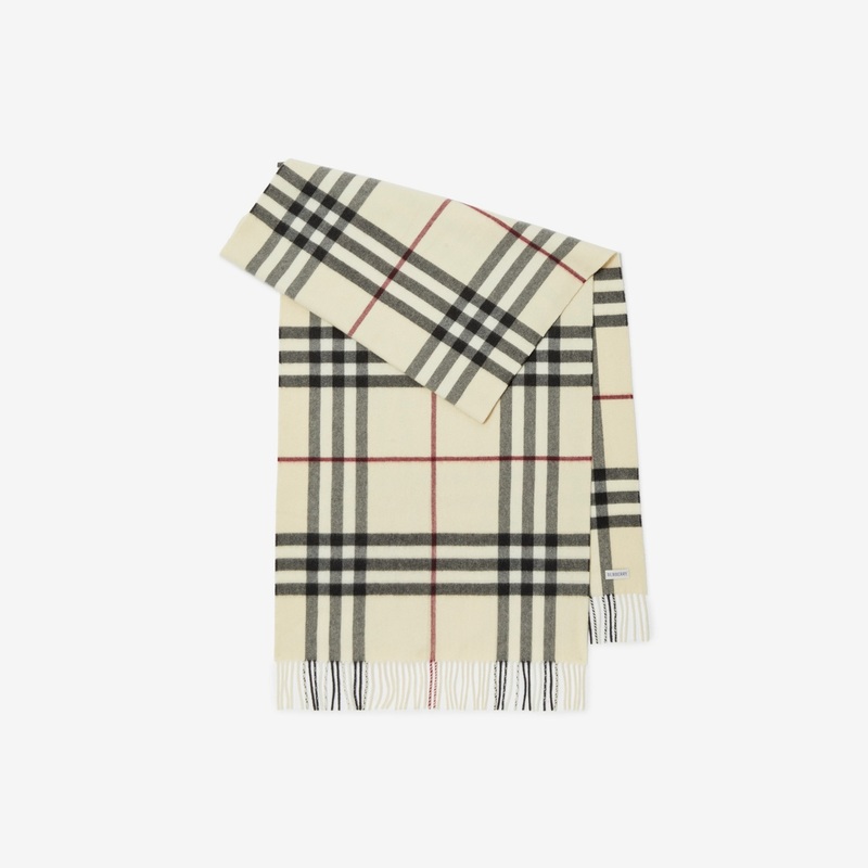 Wide Check Cashmere Scarf