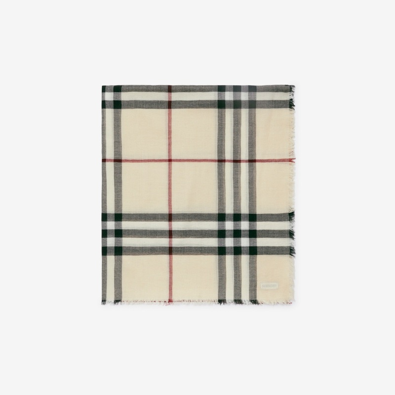Wide Check Wool Scarf