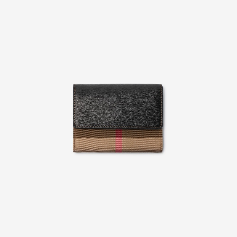 Check and Leather Wallet