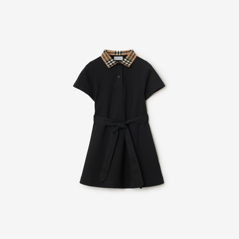 Check Collar Cotton Polo Shirt Dress