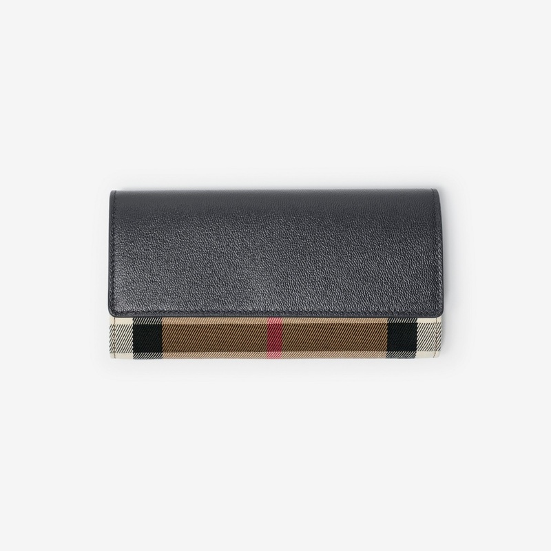 Check Cotton and Leather Wallet