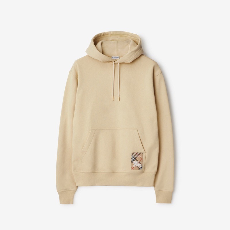 Check Label Cotton Hoodie