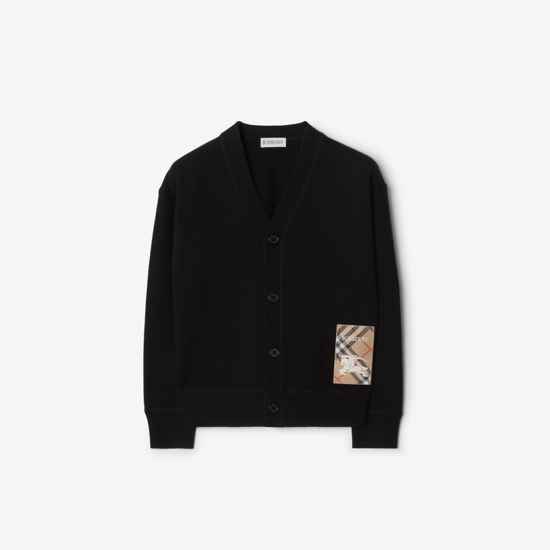 Check Label Wool Cardigan