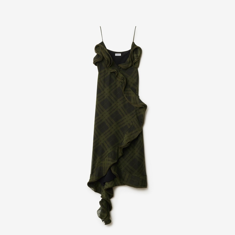 Check Silk Wrap Dress
