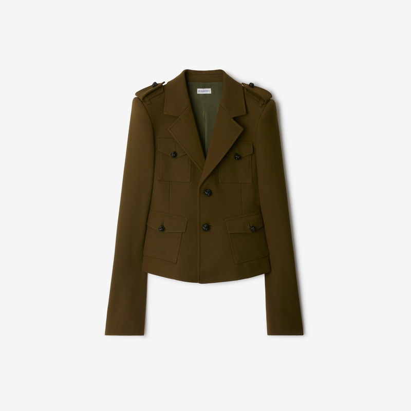 Nylon Wool Blend Tailored Jacket