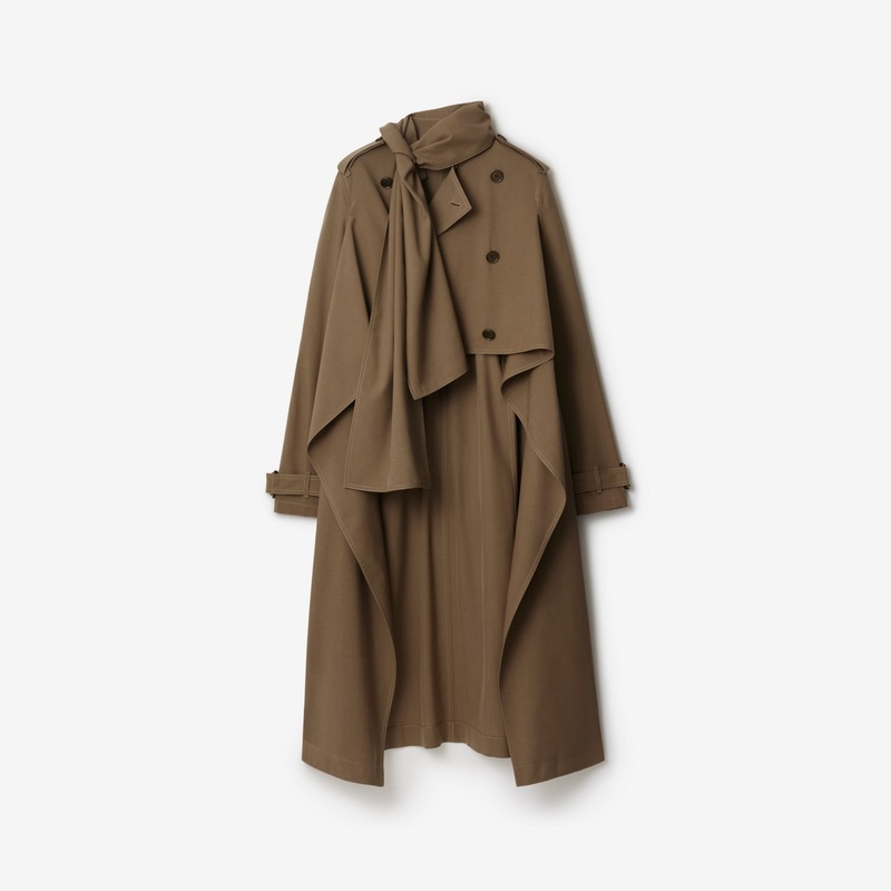 Long Silk Scarf Trench Coat