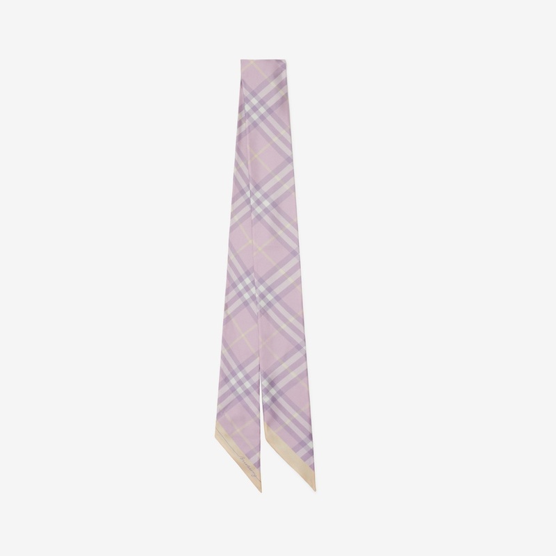 Skinny Contrast Check Silk Scarf