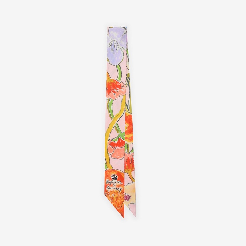 Skinny Highgrove Cascading Flowers Silk Scarf
