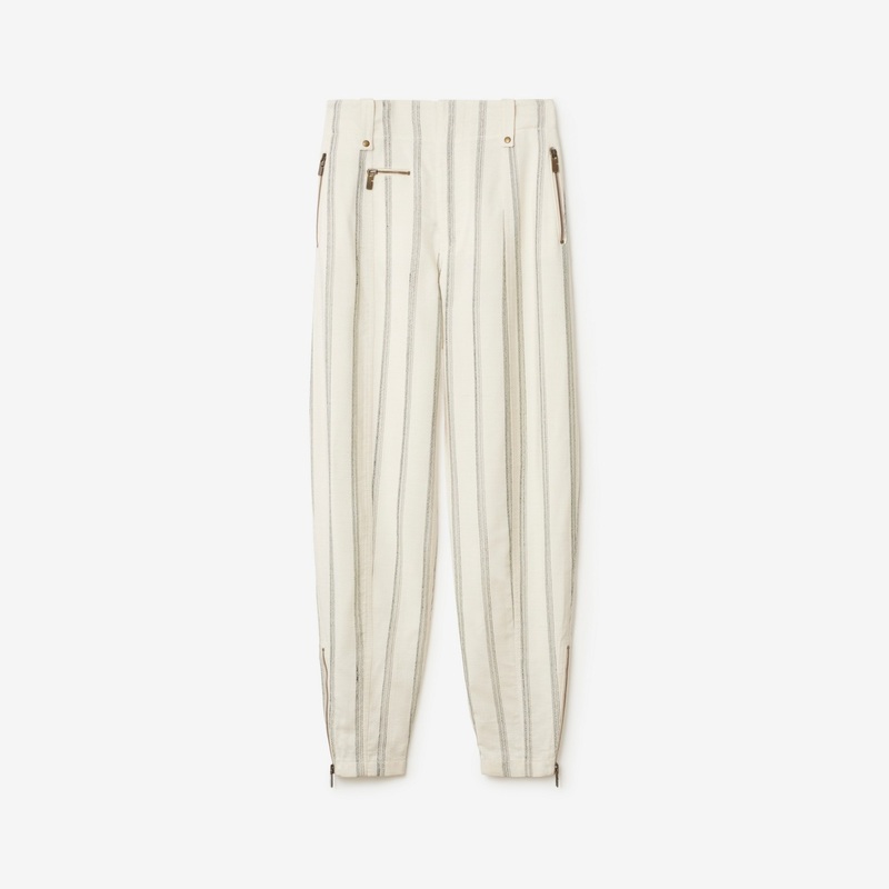 Striped Silk Blend Tailored Trousers