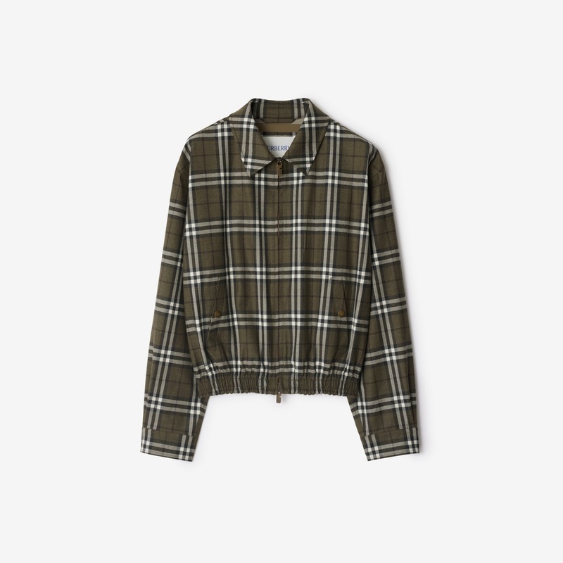 Check Bonded Wool Harrington Jacket