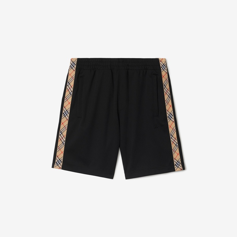 Check Trim Cotton Blend Shorts
