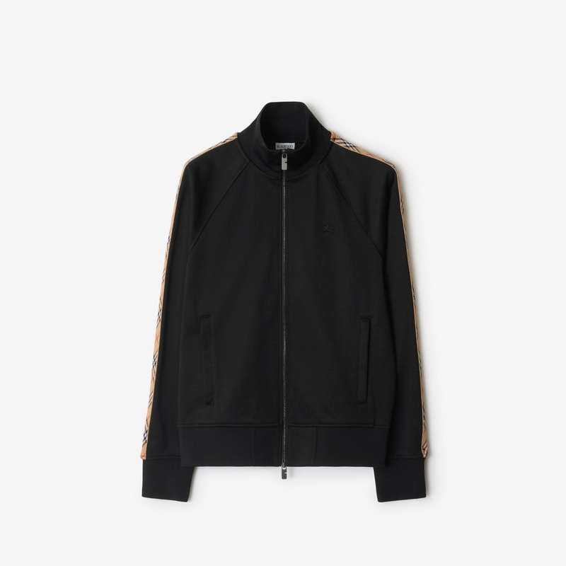 Check Trim Cotton Blend Track Jacket