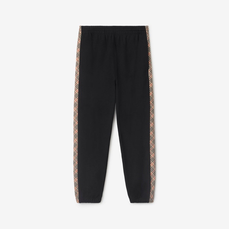 Check Trim Cotton Jogging Pants
