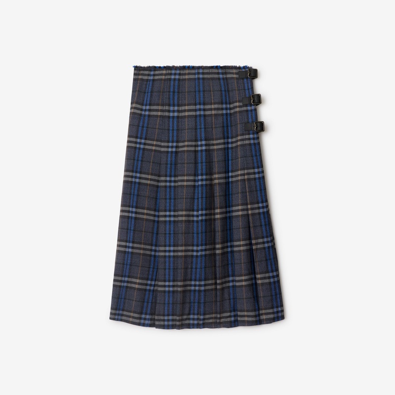 Check Wool Midi Kilt