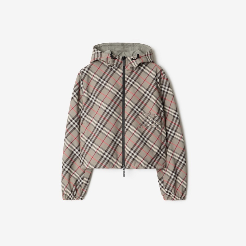 Cropped Reversible Check Jacket