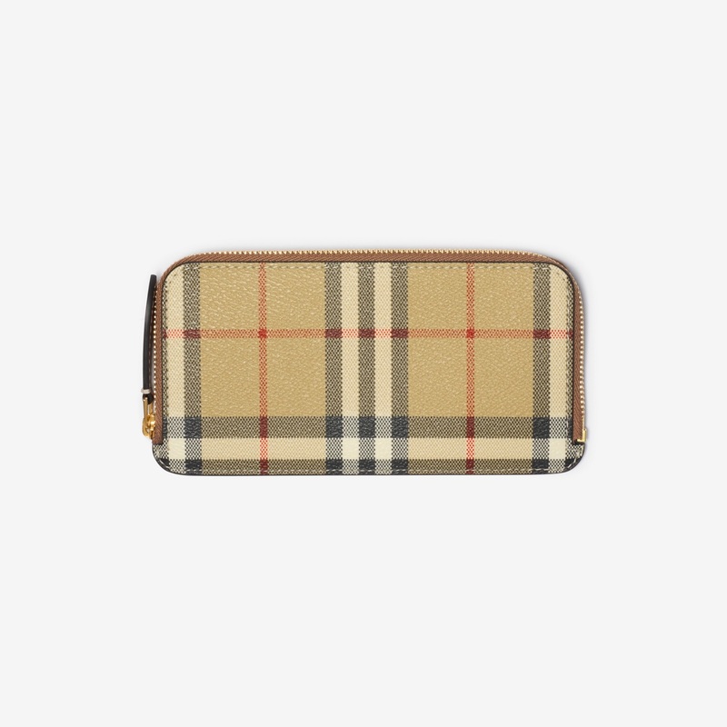 Large Check Zip Card Case