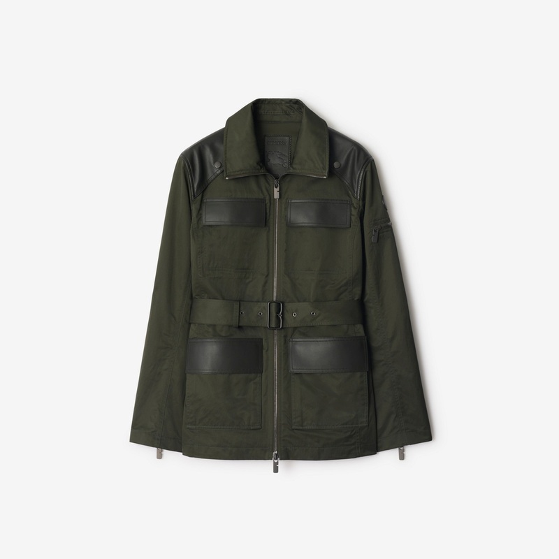 Leather Trim Nylon Blend Field Jacket
