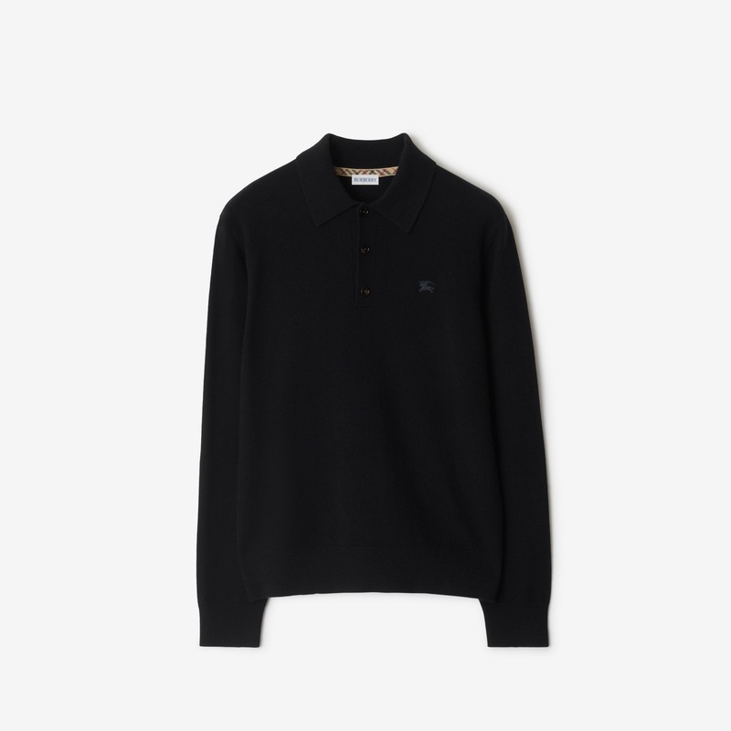 Long-sleeve Cashmere Blend Polo Shirt