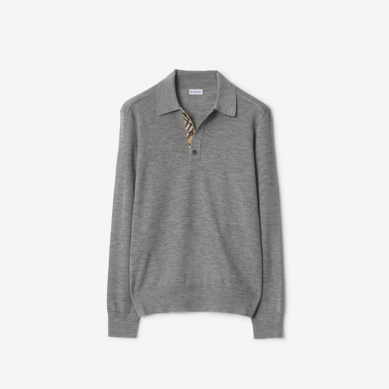 Long-sleeve Wool Polo Shirt