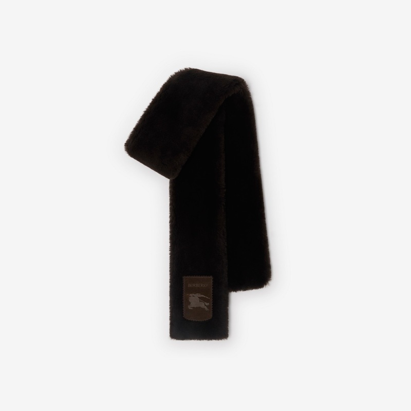 Narrow Label Shearling Scarf