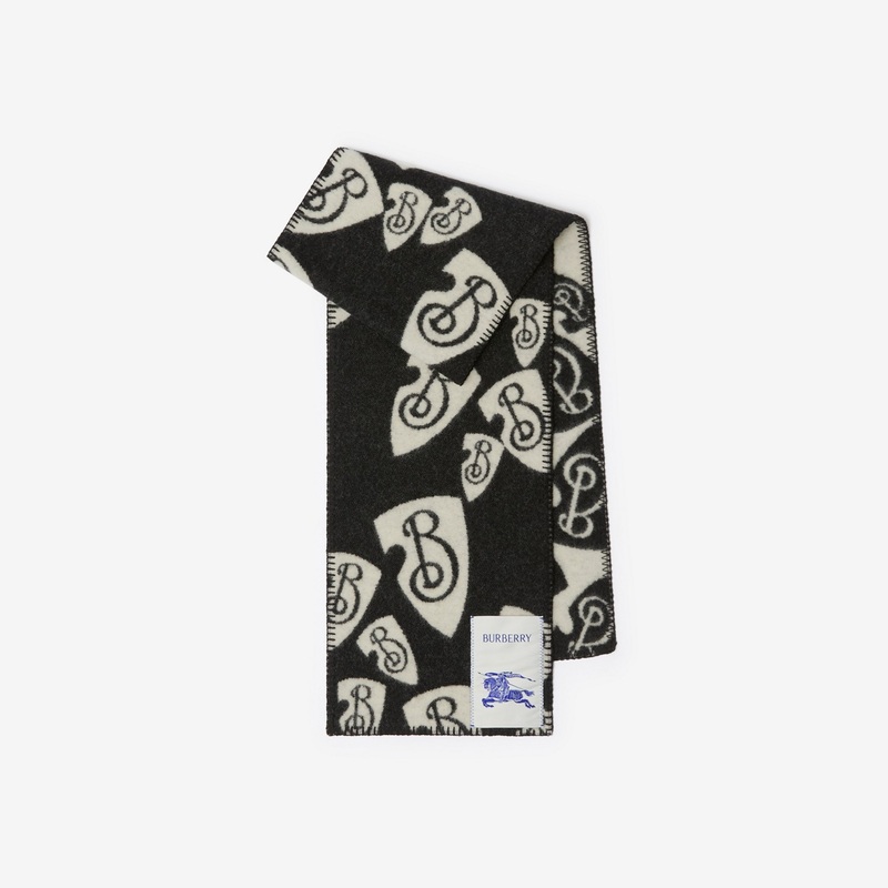 Cascading B Shield Wool Scarf