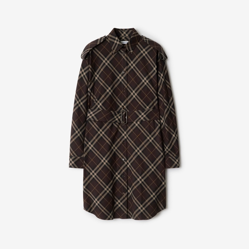Check Cotton Flannel Shirt Dress