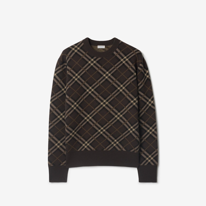 Check Wool Cashmere Blend Sweater