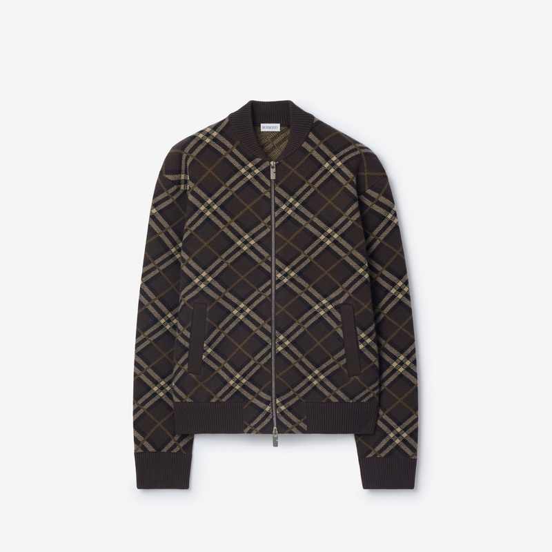Check Wool Cashmere Bomber Jacket