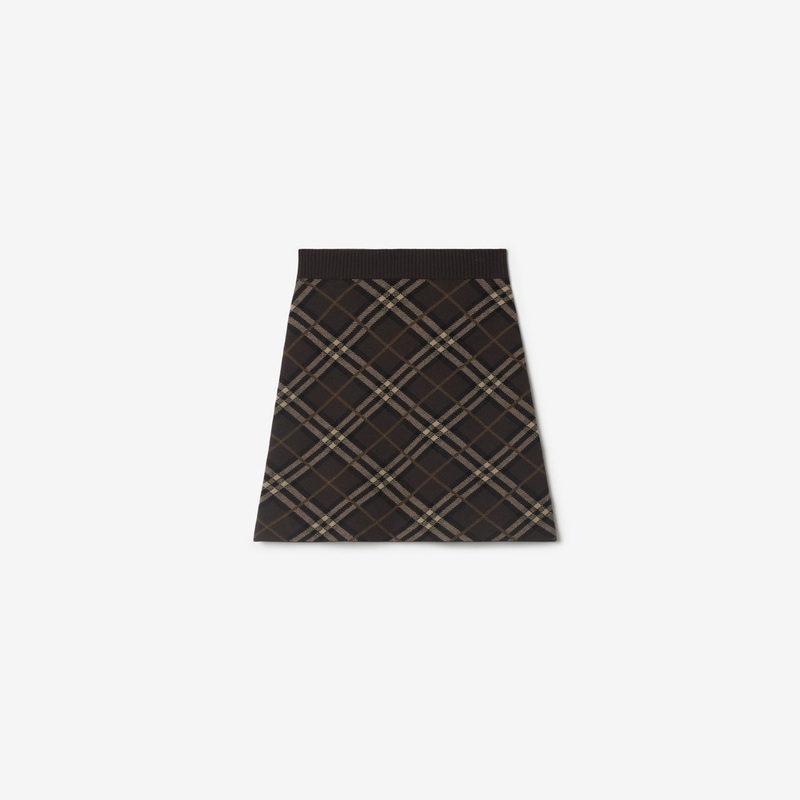 Check Wool Cashmere Skirt