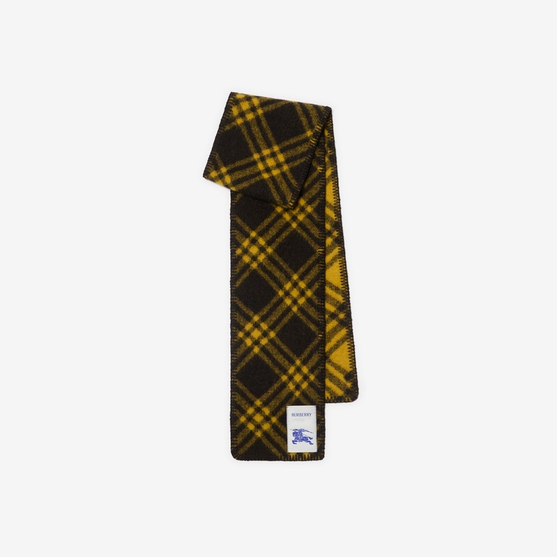 Narrow Check Wool Scarf