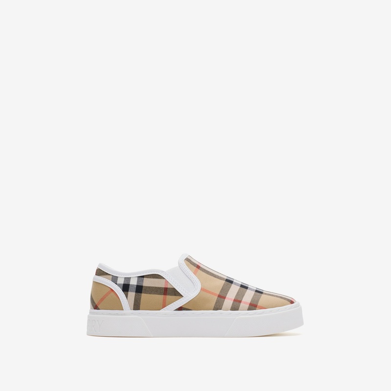 Check Cotton Slip-on Sneakers