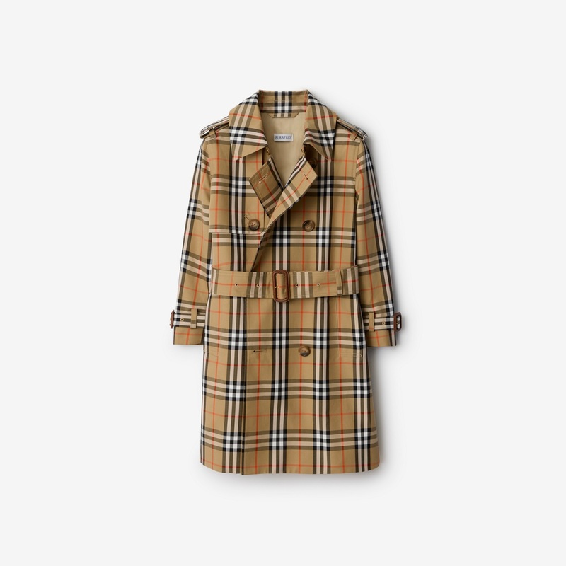 Check Cotton Twill Trench Coat