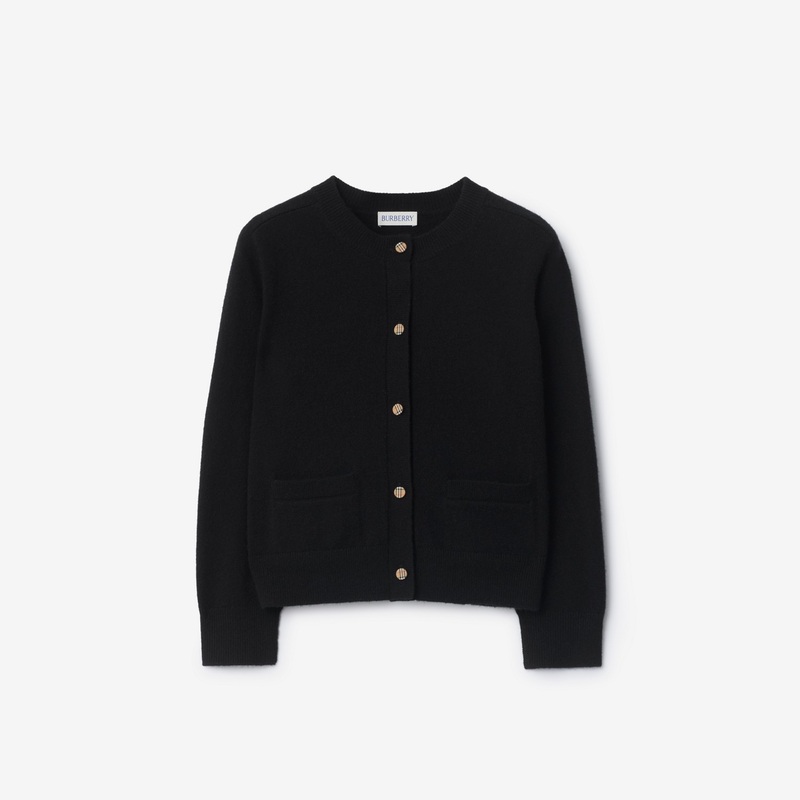 Check Patch Wool Cashmere Cardigan