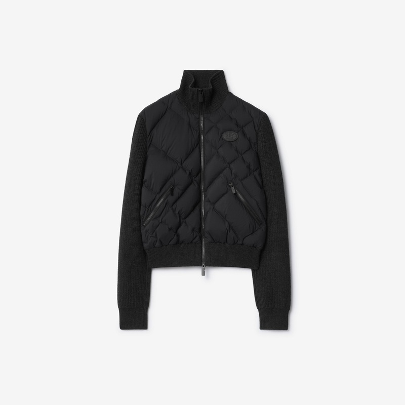 Check-stitch Nylon and Wool Jacket