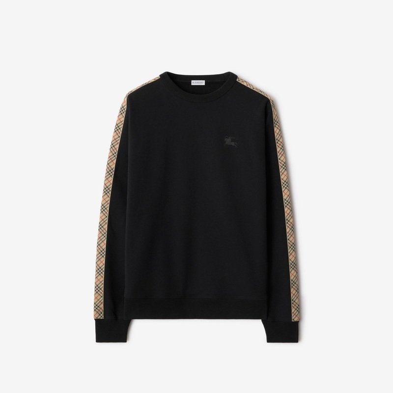 Check Trim Cotton Sweatshirt