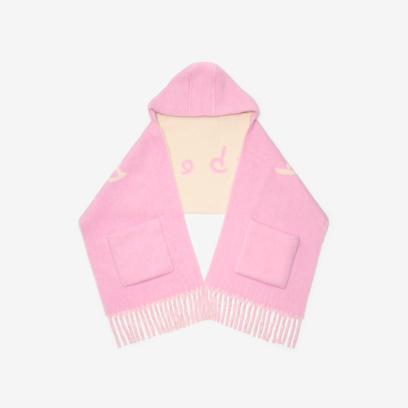 Logo Alpaca Wool Blend Hooded Scarf