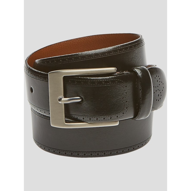 Feather Edged Laser Detail Leather Belt