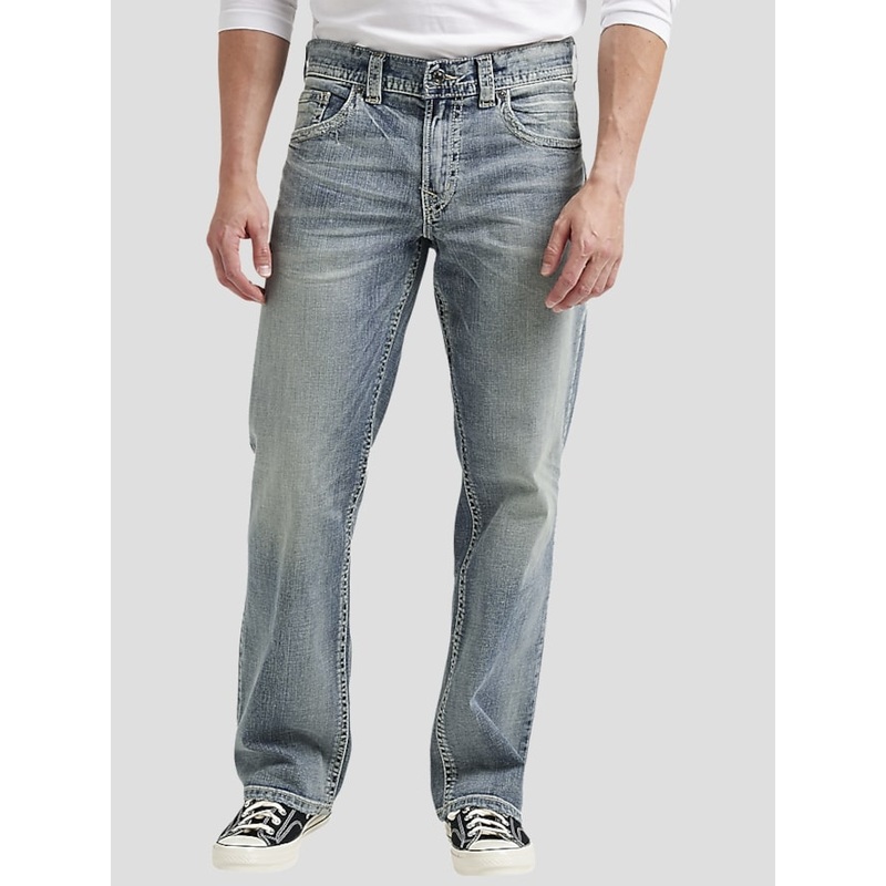 Relaxed Fit Straight Leg Denim Jeans