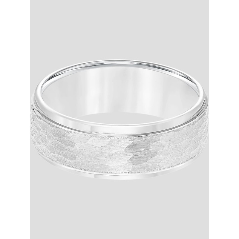 8mm Hammered Center Tungsten Carbide Band