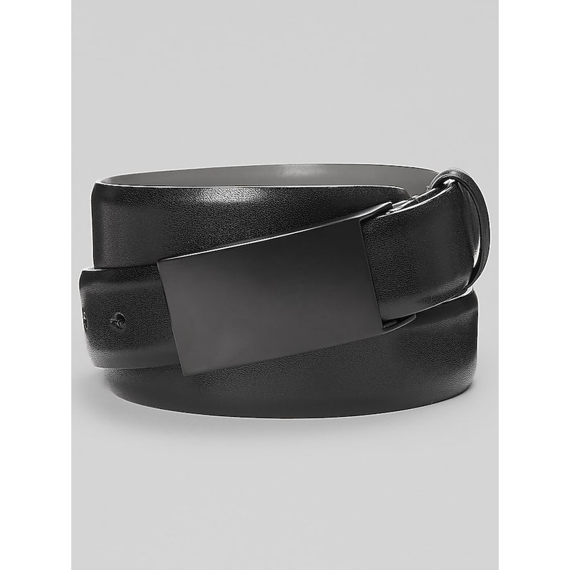 Feather Edge Plaque Buckle Faux Leather Belt