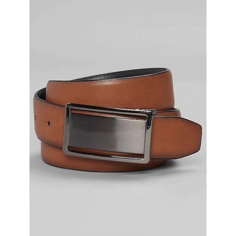 Feather Edge Reversible Cut-Out Plaque Leather Belt