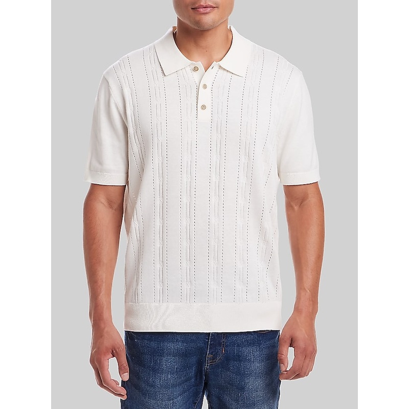 Pointelle Polo Sweater