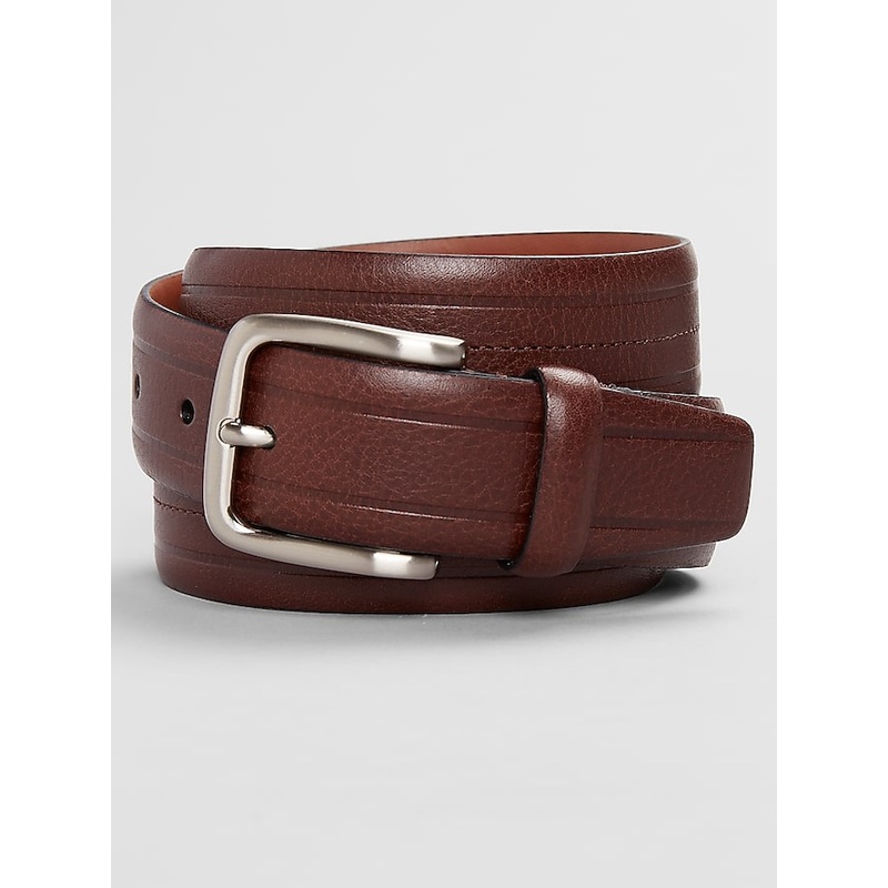 Center Stitched Feather Edge Leather Belt
