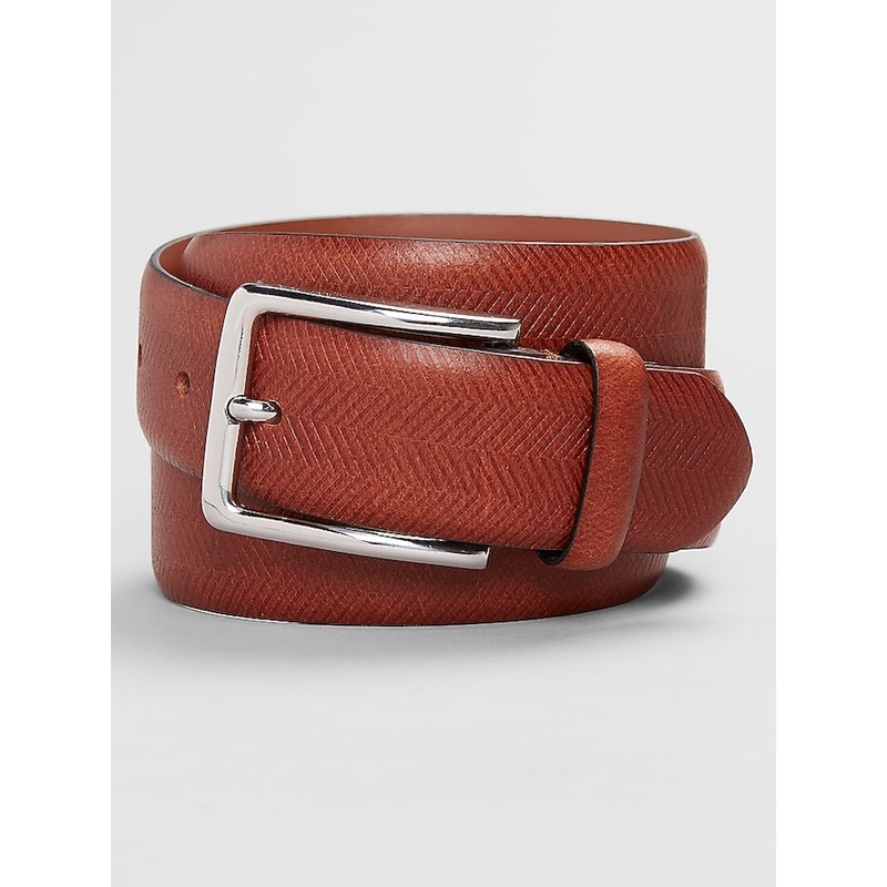 Embossed Feather Edge Leather Belt