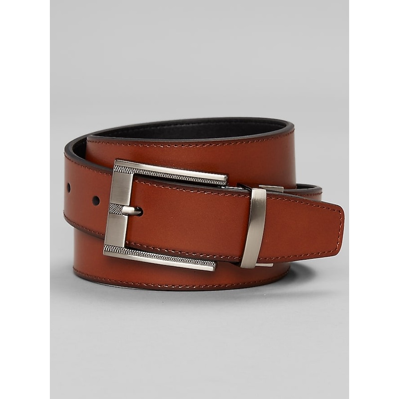 Reversible Stitched Cut Edge Brushed Buckle Belt