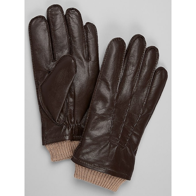 Leather With Ribbed Cuff Gloves